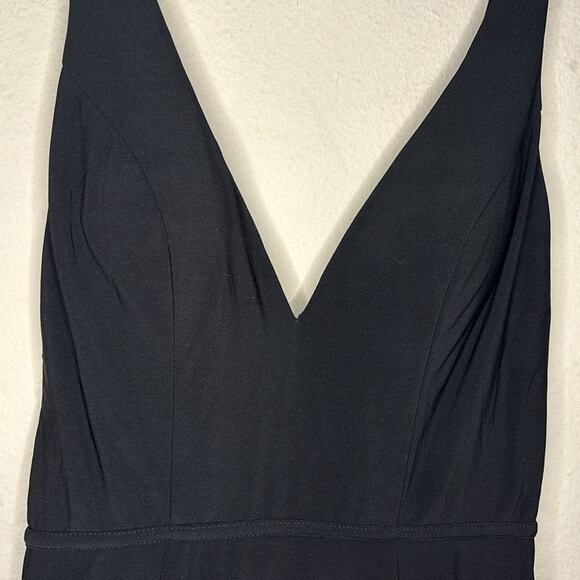 IEENA FOR MAC DUGGAL Black Plunge Neck High Slit Gown Dress Size 4 Formal - Picture 8 of 14